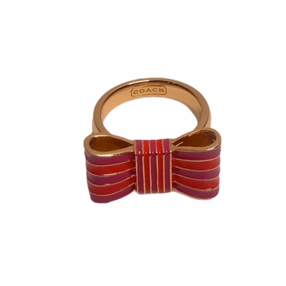 Coach Poppy Pink Stripe Bow Ring 💝 - Picture 2 of 8